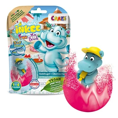 Imagen de INKEE Bombas de Baño Infantiles Bath Fun con Regalo Sorpresa en el interior, figurita Hipopótamo (hay 6 modelos diferentes) aroma a sandía