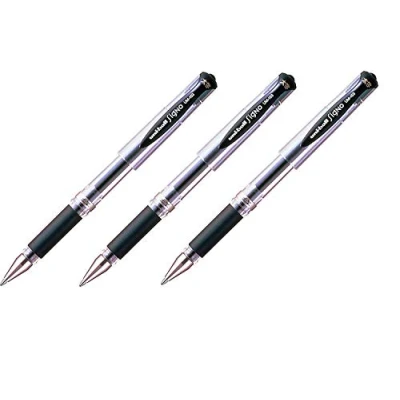 Imagen de Uni Ball Mitsubishi Lápiz Signo UM 153 Negro Ancha 1.0mm Punta Redonda Bolígrafo Gel UM153.24 [Paquete de 3]
