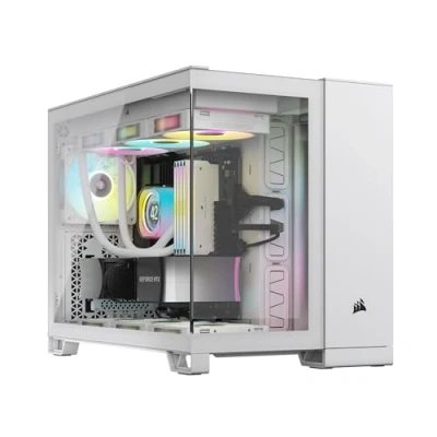 Imagen de CORSAIR iCUE LINK 2500X RGB Pequeña Torre mATX Caja de PC Doble Cámara Cristal Templado Panorámico Compatible Placa Base Conexión Inversa 2x Ventiladores RX120 Incluidos Blanco