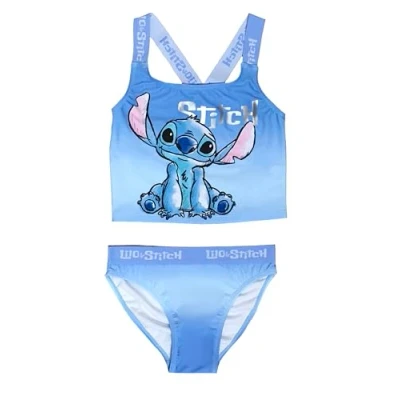 Imagen de Disney Lilo &amp; Stitch Traje de baño una pieza para niñas, 5 a 13 años, 2 Piezas Azul, 10 11 años