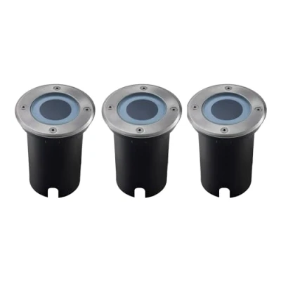 Imagen de Ledvion Juego de 3 focos empotrables en el suelo, redondos, acero inoxidable, IP67, cable 1 m, GU10, foco LED empotrable para exteriores, iluminación terraza, suelo