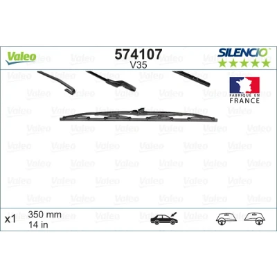 Imagen de Limpiaparabrisas Valeo Silencio Standard, Conventional Single 574107 350mm delante Estándar sujeción por gancho SEAT: Ibiza 3, 2