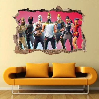 Imagen de Calcomanías de pared para dormitorio niños en 3D, decoración fondo niños, pegatina autoadhesiva, videojuegos, suministros fiesta cumpleaños