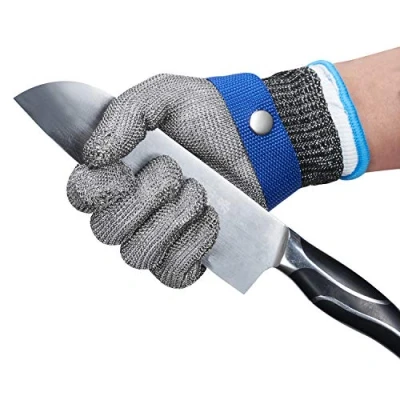 Imagen de ThreeH Guantes resistentes al corte de acero inoxidable 316L malla alambre Guante trabajo protección nivel 5 GL09 XL(Un guante)