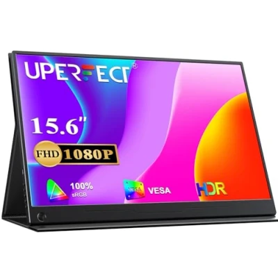 Imagen de UPERFECT Monitor Portátil 15,6 Pulgadas Pantalla Portatil 1920 x 1080 Full HD IPS Móvil con HDMI USB C para Laptop PC Smartphone PS4/5 Switch Funda Protectora, Compatible VESA