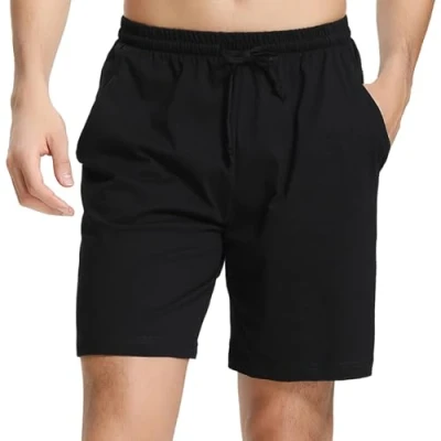 Imagen de Irdcomps Pantalón corto de pijama para Hombre Pantalones Pijamas Cortos Algodon Ropa Dormir C negro M