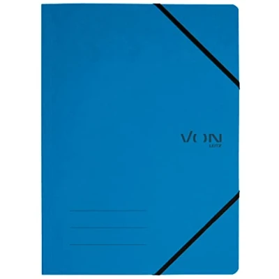 Imagen de VON Paquete de 5 carpetas documentos A4 con cierre elástico, cartón, para 150 hojas, por Leitz, almacenamiento ligero proyectos y papeles, estudio hogar, azul, 30110035