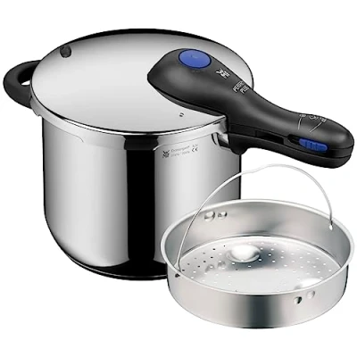 Imagen de WMF Perfect Plus Olla Rápida Ø 22 cm de Diámetro 6 Litros y Medio. Con Protección Contra Llamas. Interior. Acero Inoxidable Cromargan para Inducción