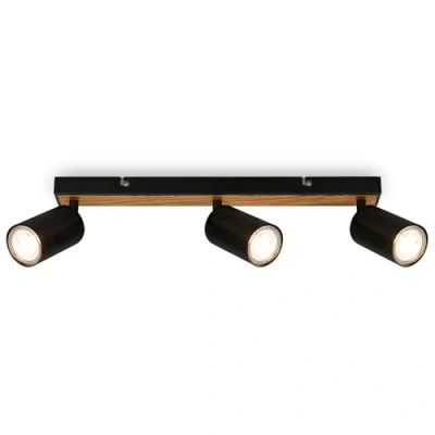 Imagen de BRILONER lámpara de techo, orientable, casquillo GU10, máx. 9 W, luz lámpara, salón, dormitorio, cocina, iluminación 44 cm, madera negra