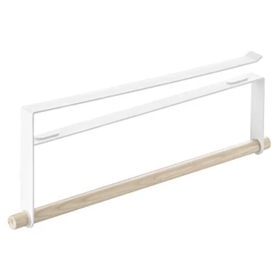 Imagen de Yamazaki 2418 Tosca Soporte para Toallas de Papel Debajo del Estante, Blanco, Acero/Madera, Minimalista, 2 x 32 12 cm