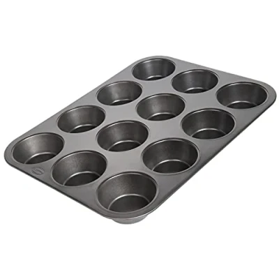 Imagen de wenco 12 moldes antiadherentes, aptos para lavavajillas, acero al carbono, magdalenas, resistente calor hasta 220 C, color negro