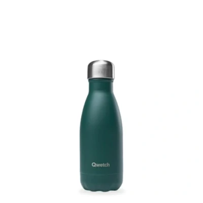 Imagen de Qwetch Botella isotérmica verde esmeralda 260 ml de acero inoxidable 24 horas fría y caliente impermeable, sin BPA reutilizable