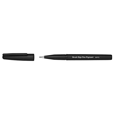 Imagen de Pentel SESP15 AX Brush Sign Pen Pigment Rotulador con tinta pigmentada, punta tipo pincel, 12 unidades, color negro