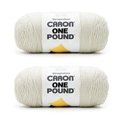 Imagen de Caron One Pound Ovillo de hilo blanco roto, paquete 2 16 onzas, acrílico, 4 medianos (peinado), 812 yardas, tejer, ganchillo y manualidades