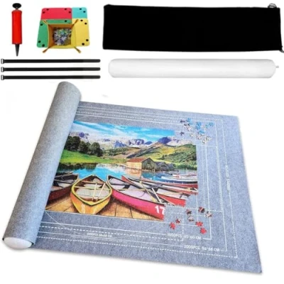 Imagen de BangShou Tapete Puzzle, Estera de Rompecabezas Portátil Jigsaw Puzzle Roll Pad Fieltro Puzzles Mat para 1000/1500/2000 Piezas