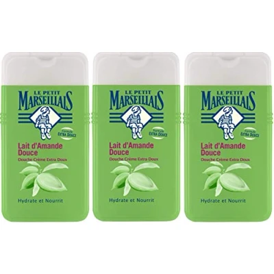 Imagen de Lote de 3 geles ducha Le Petit Marseillais extra suaves, con leche almendra dulce, 250 ml
