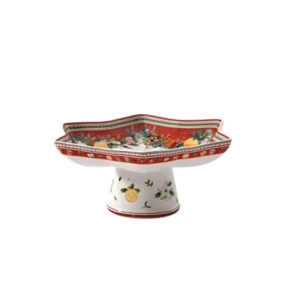 Imagen de Villeroy &amp; Boch 14 8612 3840 Bol de Estrella con pie Winter Bakery Delight, para Navidad, 27 x 21 12 cm, en Festivo Embalaje Regalo, Porcelana, Multicolor, 27.5x30.8x15.5 cm