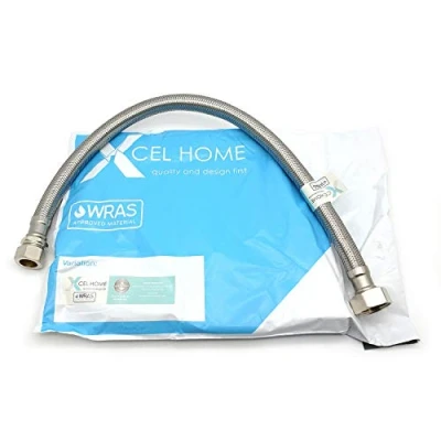 Imagen de Xcel Home™ 1 conector flexible de 15 mm compresión x 3/4 pulgadas BSP (500 largo) Conectores monobloque para fregadero cocina/lavabo baño acero inoxidable trenzados flexibles