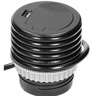 Imagen de ORNO AE 1373(GS) Enchufe Multiple Retractible 1 Compartimento + 1x USB, 3680W, Cable de 1,8 m Longitud (Negro)
