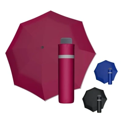 Imagen de Doppler Paraguas Mini Light Up Reflex en rosa I con borde reflectante de bolsillo mano bolsa para ligero viajar