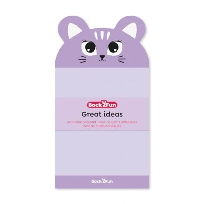 Imagen de Back2Fun Bloc de notas adhesivas, Tamaño 90 x 165 mm, Papel g/m², con adhesivo, 60 hojas, Diseño Gatita