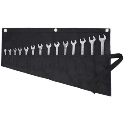 Imagen de Rollo de llave multiusos herramientas resistente lona encerada para bolsas con llaves métricas o SAE y 14 ranuras 16OZ Negro