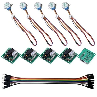Imagen de motor paso a paso, 5 juegos 28BYJ 48 ULN2003 5V paso+placa de controladores ULN2003, cable Dupont 10 pines FM AM,