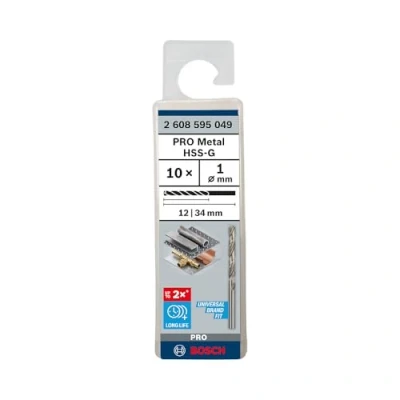 Imagen de Bosch 2 608 595 049 Pack de 10 brocas para metal HSS G, DIN 338 (1 x 12 34 mm)