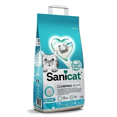 Imagen de Sanicat Arena para Gatos aglomerante Blanca Jabon de Marsella Hecha minerales Naturales con Control Olor garantizado 10 L Capacidad