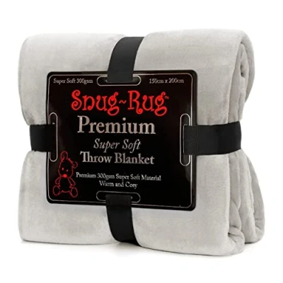 Imagen de Snug Rug PTHROW1 Manta de Forro Polar súper Suave, Color Gris Guijarro, 150 x 200 cm, Poliéster, Rey