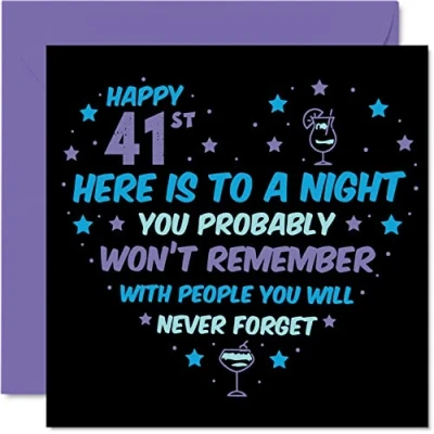 Imagen de Funny 41st Birthday Card for Men Women Won&#039;t Remember Happy Cards 41 Year Old Brother Sister Auntie Uncle Cousin Friend, 145mm x Forty One First Bday Greeting Gift