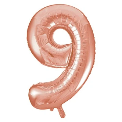 Imagen de Unique Party Globo gigante número 9, Color oro rosa, 86 cm (55879) , color/modelo surtido