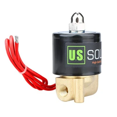 Imagen de U.S. Solid 220V AC 1/8&quot; G Válvula de solenoide eléctrica Latón Normalmente Cerrado Solenoid Valve Impulsado Directamente para Agua Aire Aceite Diesel Viton Material del sello