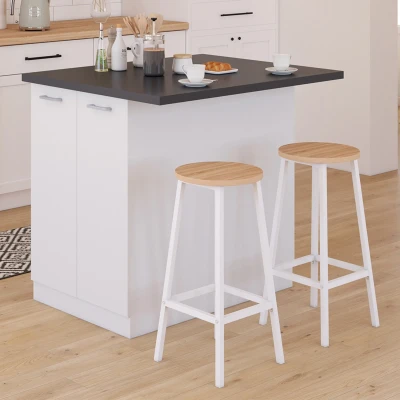 Imagen de IDMarket Ilot Central IVO 120 cm, color blanco con encimera gris antracita