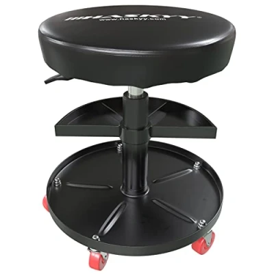 Imagen de Haskyy Asiento de la mecánica con el Almacenamiento Negro I Taburete Neumático ø38, 5 cm 2 estantes 390 520mm