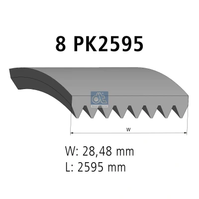 Imagen de DT Spare Parts 1.21852 Correa trapecial poli V 2595mm 8 EPDM (Ethylen Propylen Dien Caucho)