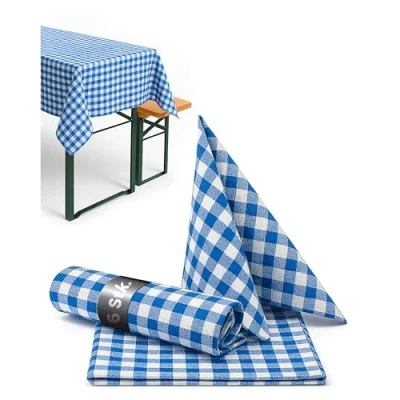 Imagen de texpot Manteles rústicos 40 x cm 6 Piezas Cuadros Azules Y Blancos 10mm 100% algodón