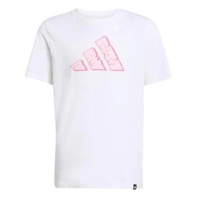 Imagen de adidas Performance Graffiti Junior Unisex Camiseta estampada para niños, Talla: 13 14a, White
