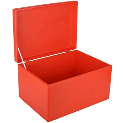 Imagen de Creative DECO XXL Roja Grande Caja Madera Decorativa Almacenaje con Tapa y Asas 40 x 30 24 cm (+/ 1cm) Cofre Decorar Regalo Decoupage Juguetes, Documentos, Objetos, Herramientas Navidad