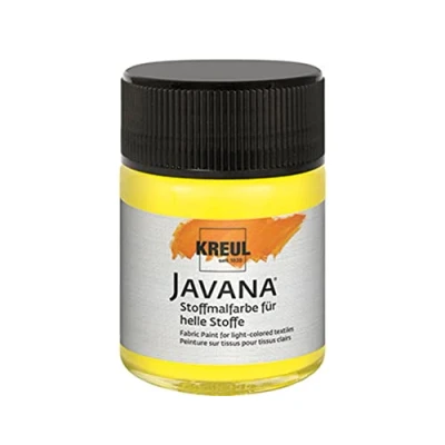 Imagen de Kreul 91901 pintura Javana para tejidos claros, bote de 50 ml en color cidra, suave al agua carácter cremoso, penetra profundamente las fibras