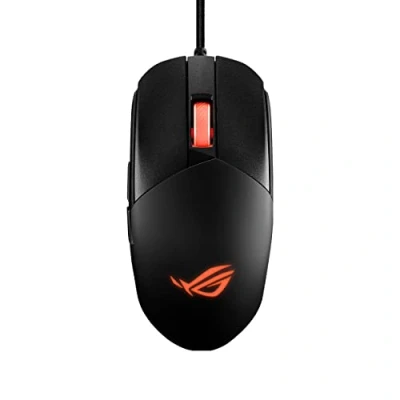 Imagen de ASUS ROG Strix Impact III Ratón Gaming Semi Ambidiestro, Ligero, Sensor 12000 dpi, 5 Botones Programables, Interruptores Intercambiables, Cable Paracord, para FPS, Negro