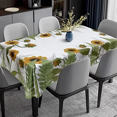 Imagen de GREATOYAR Mantel Antimanchas Rectangular, Impermeable, Hule Mesa, Resistente, Lavable, Ideal para Interiores y Exteriores, Decoración de Girasol, Medida 140x240cm