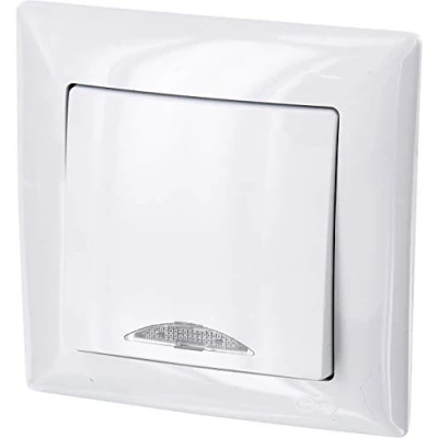 Imagen de Up G1 Interruptor de encendido y apagado con iluminación led, todo en uno, marco + caja para empotrar cubierta protectora (color blanco puro)