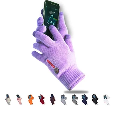 Imagen de AXELENS Guantes Táctiles Invernales Calientes Cómodos Térmicos Resistentes al Frío, Interior de Felpa para Smartphones Teléfonos Móviles Tablets Confección Regalo Incluida Mujer Niña Chica Lila