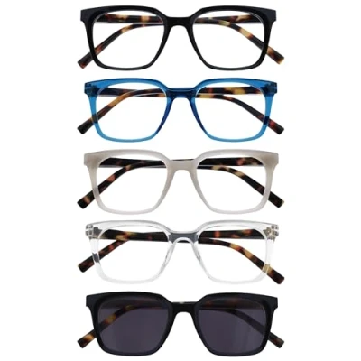 Imagen de OPULIZE KOI Gafas de Lectura y Sol x5 Montura Rectangular Negro/Azul/Gris/Transparente Hombre Mujer Bisagras Muelle RRRRS50 137C1 +1.00