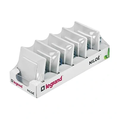 Imagen de Legrand 396431 Pack 5 Interruptores conmutador 10A de la gama Niloé monoblock, mecanismo completo, color blanco