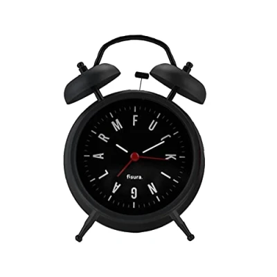 Imagen de Fisura Reloj Despertador analógico sin Tic TAC. con luz de Led Nocturna. Metal y ABS. Medidas: 11,7 x 5,5 16. Esfera 9 centímetros (Negro)
