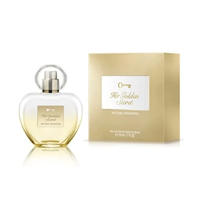 Imagen de BANDERAS Perfumes, Her golden secret, Eau de Toilette en Espray para Mujer, Larga duración, Fragancia femenina, romántica y con encanto, Notas frutales, florales vainilla, 50 ml
