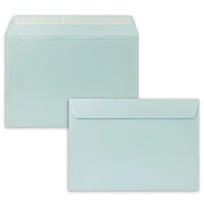 Imagen de 50 sobres DIN C5, azul claro (azul), 16,2 x 22,9 cm, cierre autoadhesivo, elegantes para grandes invitaciones y tarjetas de cumpleaños o boda