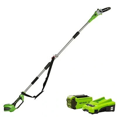 Imagen de Greenworks Podador de altura G40PS20, Li Ion 40V 20cm longitud sable 8 m/s velocidad la cadena barra aluminio 3 piezas sin batería ni cargador